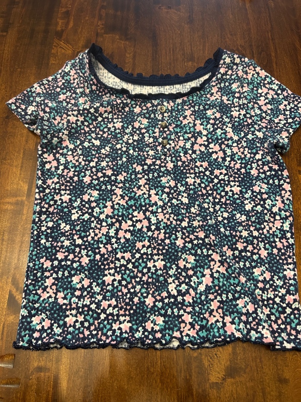 SO Navy Short-Sleeve Tee with Pink & Teal Floral Print